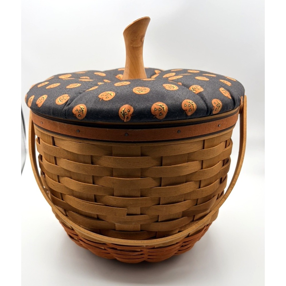Longaberger Halloween Basket Orange Trim Large W fabric lid and protecter 1997